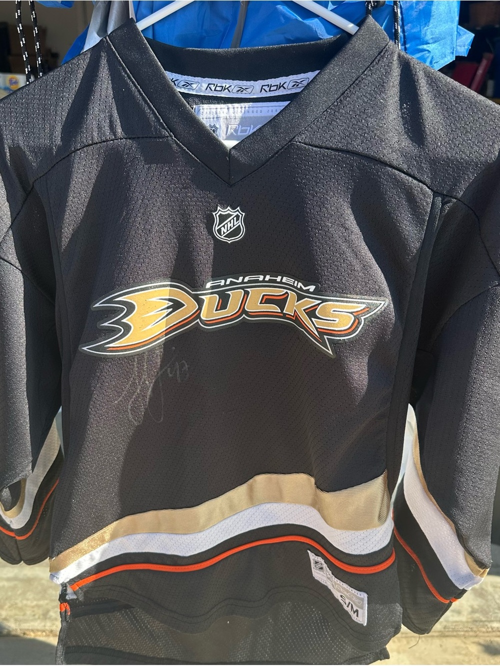 NHL Anaheim Ducks Black Gold White Orange Hockey Jersey